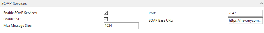 NAV SOAP Service settings